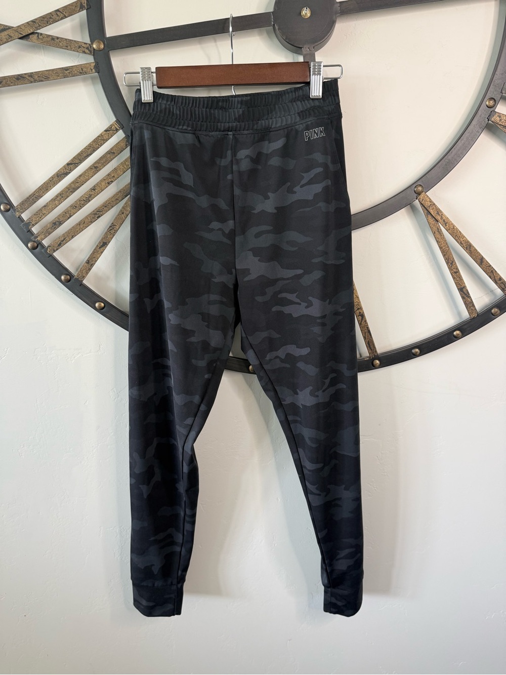 PINK Victoria's Secret Black & Charcoal Camo Joggers